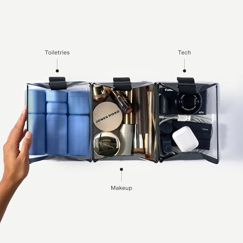 Cadence Parcel - Clear Kit with Magnetic Closure - Durable and Leak-Resistant Travel Toiletry Kit - TSA-Compliant & Modular Design - Hygiene Bag for Travel Essentials - 1 Qt - Rose - color: Rose, size: Medium