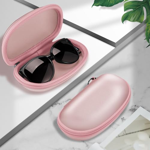 Fintie Sunglasses Case with Carabiner, Hard Shell Shockproof Sport Glasses Cases Travel Zipper Eyeglasses Holder, Rose Gold - color: Rose Gold