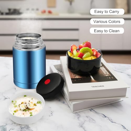 28oz Soup Thermos, Stainless Steel Thermos for Hot Food, Wide Mouth Food Thermos Jar, Insulated Lunch Container Leak Proof Vacuum Thermal Flask (blue) - color: blue-28oz