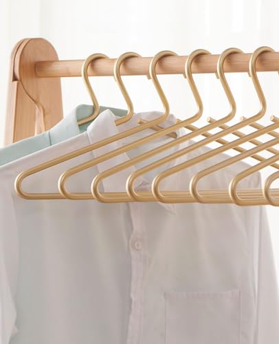 Premium Matte Gold Aluminum Coat Hangers 10 Piece Set, 16.5” Extra Smooth & Durable Metal Shirt Dress Hanger,Aluminum Alloy Hanger,Clothing Support,Clothing Hang - style: Golden Elegant Hanger（10）
