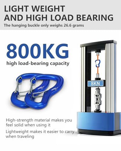Heavy Duty Carabiner Clip Hook 8KN (1763 lbs), 2 PCS Ultra-Light Aluminum Caribeaners with Double Door D Ring Shape, for Hammock, Camping, Hiking, Backpacking, Dog Leash, Keychain Clip - style: 1#Blue-2pc