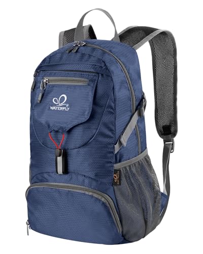 WATERFLY Small Lightweight Packable Backpack: 20l Ultra Light Foldable Travel Hiking Camping Daypack Day Pack for Man Woman - color: Dark Blue