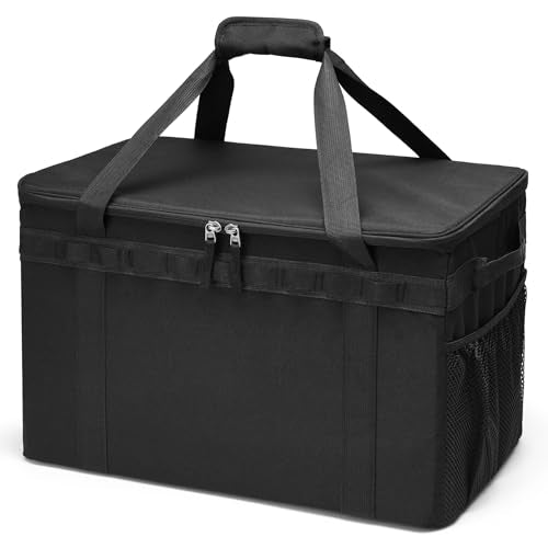 Tactical Camping Storage Bag - 46L Utility Tote Bag Trunk Organizer (Black) - color: Black