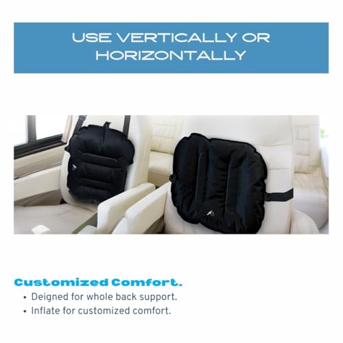 Lumbar Pillow - Inflatable Lumbar Pillow for Airplane Travel - Ideal Back Cushion or Lumbar Support Pillow to Keep You Comfortable While Sitting