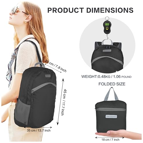 35L Foldable Waterproof Backpack For Outdoor Sports Travel Inside Wet Clothes Compartment Packable For Multiple - color: 1black
