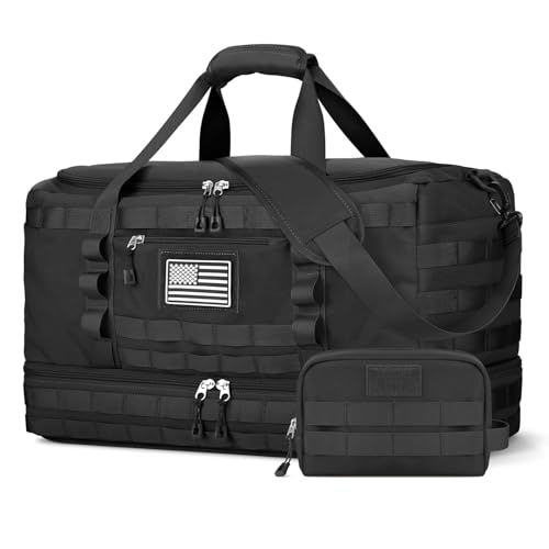 ETRONIK Travel Bag for Men Women, Gym Bag & Tactical Duffle Bags for Travel, Carry on with Toiletry Bag and Shoe Compartment, Weekender Overnight Trip with Wet Pocket for Workout Medical, Black - color: Black, size: Large