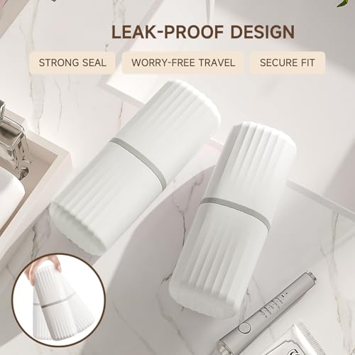 Topavatop Toothbrush Travel Case, 2 in 1 Toothbrush Holder and Rinse Cup, Large Capacity Toothbrush Cup with Cover, Portable Travel Toothbrush Holder for Traveling, Camping, Trip - 1Pcs - White - color: White