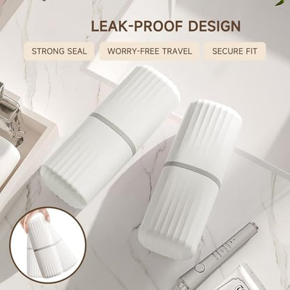 Topavatop Toothbrush Travel Case, 2 in 1 Toothbrush Holder and Rinse Cup, Large Capacity Toothbrush Cup with Cover, Portable Travel Toothbrush Holder for Traveling, Camping, Trip - 1Pcs - White - color: White