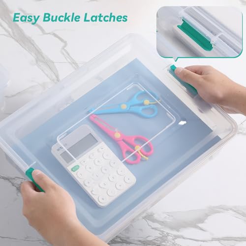 Clear Plastic Storage Bins with Lids Stackable Storage Box for Crafts, Supplies (Large 4Pack Green) - size: Large 4Pack Green