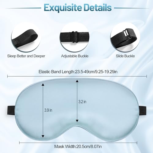 Sleep Mask, Silk Eye Mask for Sleeping with Adjustable Strap, Blindfold Eyeshade for Men & Women, Comfortable & Soft Eye Cover Eyeshade for Night Sleep (Light Blue) - color: Light Blue