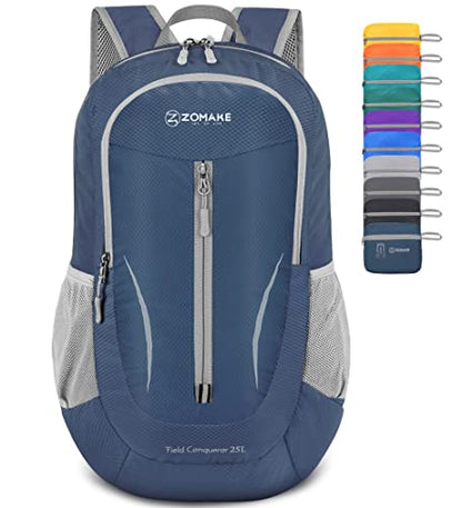 ZOMAKE Ultra Lightweight Packable Backpack 25L - Foldable Hiking Backpacks Water Resistant Small Folding Daypack for Travel(Navy Blue) - color: Navy Blue