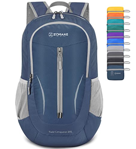 ZOMAKE Ultra Lightweight Packable Backpack 25L - Foldable Hiking Backpacks Water Resistant Small Folding Daypack for Travel(Navy Blue) - color: Navy Blue