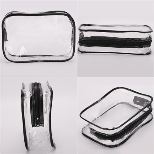 Tbestmax 10 Pcs Clear Cosmetic Bags Small Makeup Bags Portable Waterproof Travel Toiletry Bags Organizer Black, 7.5"x 4.8"x 2.3" - color: Medium - Black