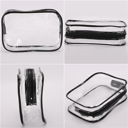 Tbestmax 10 Pcs Clear Cosmetic Bags Small Makeup Bags Portable Waterproof Travel Toiletry Bags Organizer Black, 7.5"x 4.8"x 2.3" - color: Medium - Black