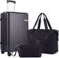 Hoteel Luggage Sets 3 Piece, 4-Year Warranty, Durable Suitcase Set with Spinner Wheels, 100% PC Hard Shell Lightweight Luggage with TSA Lock, Large Checked Travel Suitcases, Black(20IN/DB/TB) - color: Black, size: 20/TB/（LB/DB）