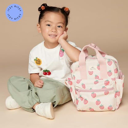 Itzy Ritzy Toddler Backpack - Daycare Bag - Features Adjustable Shoulder Straps, 2 Side Pockets & Spacious Interior with Wipeable Fabric Lining & Name Label, Strawberry Backpack - color: Strawberry