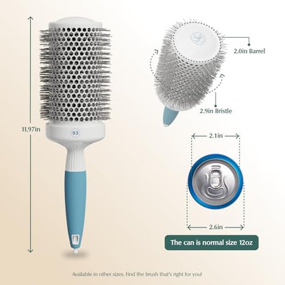 Professional Round Brush for Blow Drying - Large Ceramic Ion Thermal Barrel Brush for Sleek, Precise Heat Styling and Maximum Volume - Lightweight Hair Brush for Smooth, Manageable Hair (2 Inch) (Not Electrical) - size: 2 Inch