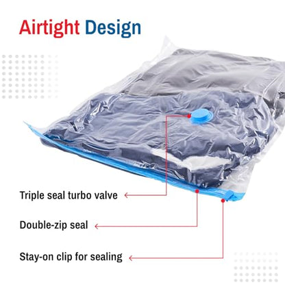 Spacesaver 4 Pack Large Vacuum Storage Bags for Comforters, Blankets & Clothes – Vacuum Sealed Compression Bags with Hand Pump – Space Saver Storage Bags for Bedding, Moving, Travel & Organization