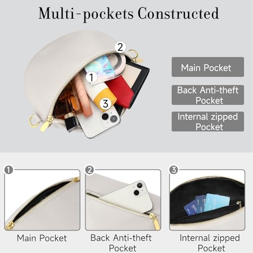 GAEKEAO Crossbody Bags for Women Fashion Sling Purse Fanny Pack Leather Belt Bum Bag Chest Shoulder Bag for Travel Beige - color: A02 Beige