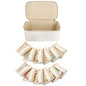 Hacaroa Large Travel Jewelry Case with 12 Velvet Pouches, 8.3 x 4.5 x 3.5 inches Jewelry Storage Organizer Box PU Leather, Clear Necklace Earrings Rings Bags for Women Wedding Gifts, Cream White