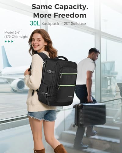Vancropak Travel Personal Item Backpack for Spirit Airlines with Shoe Compartment Removable, 18x14x8 TSA Approved Underseat Carry on Backpack, Large Luggage Suitcase Bag Fit 17.3" Laptop, Black - color: Black