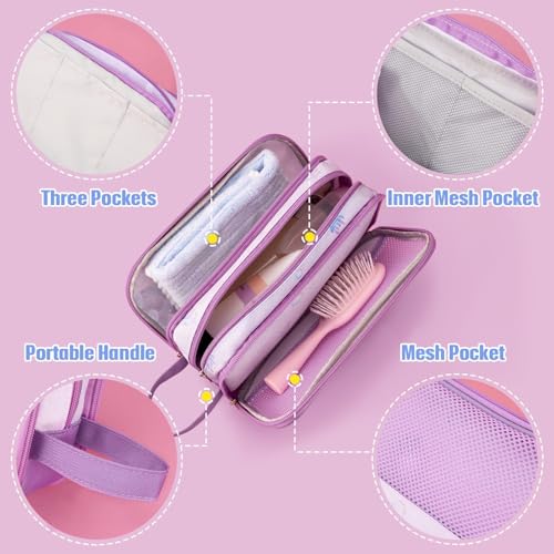 Mermaid Toiletry Bag - Kids Toiletry Bag for Girls Christmas Birthday Gift Camping Travel Toiletry Case Toiletries Makeup Cosmetic Pouch Pink Water-resistant Wash Bag Dopp Kit with Mesh Pocket - style: Mermaid a