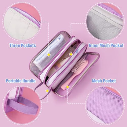 Mermaid Toiletry Bag - Kids Toiletry Bag for Girls Christmas Birthday Gift Camping Travel Toiletry Case Toiletries Makeup Cosmetic Pouch Pink Water-resistant Wash Bag Dopp Kit with Mesh Pocket - style: Mermaid a