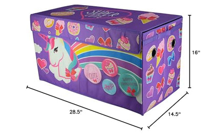 Idea Nuova JoJo Siwa Collapsible Children’s Toy Storage Trunk, Durable with Lid, Purple - color: Jojo Siwa