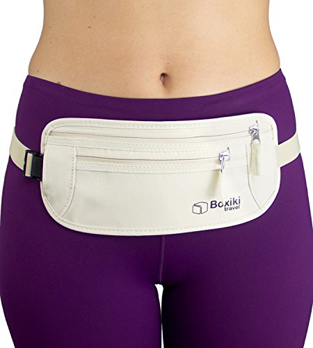 RFID Blocking Money Belt for Travel – Ultra Comfortable Hidden Travel Wallet, Lightweight & Water-Resistant with Adjustable Strap – Secure Cash & Passport Holder for International Trips & Theme Parks - color: Beige