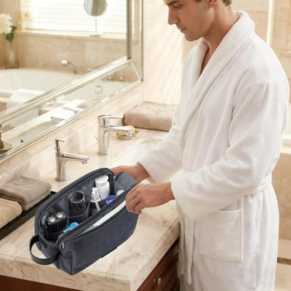 2Pack Men's Toiletry Bags Pu,Travel Toiletry Organizer, Waterproof Shaving Kit Pouch For storing daily essentials like toiletries and cosmetics,Black (Canvas Grey) - color: Canvas Grey