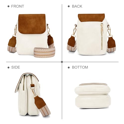Fashion Small Crossbody Bags for Women Trendy Designer Cell Phone Purses Wallets with Card Holder Anti Theft Travel - color: Whitebrown