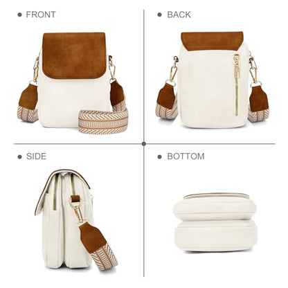 Fashion Small Crossbody Bags for Women Trendy Designer Cell Phone Purses Wallets with Card Holder Anti Theft Travel - color: Whitebrown