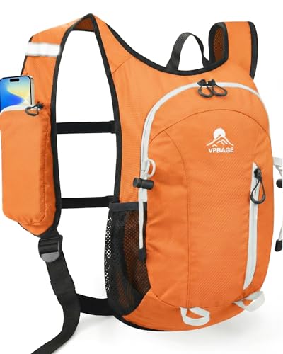 Foldable Small Hiking Backpack with 3 Strap Pockets – Lightweight 300D Spill-proof Daypack for Men Women – Packable Small Travel Backpack with Chest Strap & Trekking Pole Holder – Durable Outdoor Bag - color: Orange-