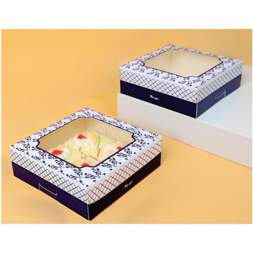 20 Pack Bakery Boxes with Window Small 6x6x2 inch for Cookie, Candy, Pastry, Brownie, Chiffon Cake, Tart, Pie, Waffle (Two-Tone Classic 2) - color: Two-Tone Classic 2