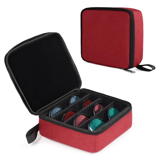 Bukere Travel Sunglasses Organizer Case, Adjustable Slot For Multiple Pairs, Portable Eyeglasses Storage Box for Men Women - color: Red, style: 4 Slots