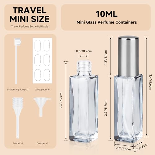 Perfume Travel Refillable Atomizer, 3 Pack 10ml Leak Proof Refillable Perfume Bottle for Air Travel, Purse and Business Trips, Glass Atomizer Sprayer for Cologne with Funnel & Pipette - color: Light Gray