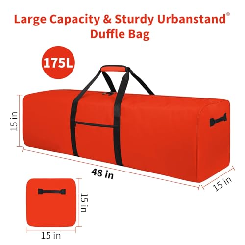 Urbanstand 48 Inch Extra Large Duffle Bag for Travel, Sports Gear Storage Bag with 2-way Lockable Zippers, Long Canvas Duffel Bag for Tent Camping tripod (Orange) - color: Orange, size: 48inch