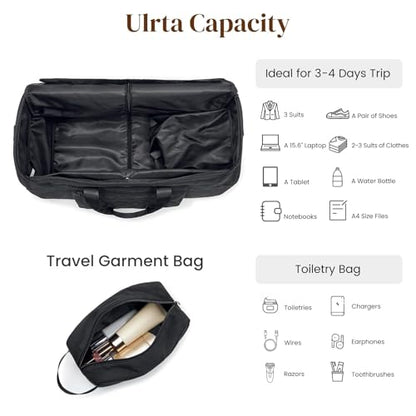 S-ZONE Garment Duffle Bags for Travel Carry on Convertible 2 in 1 Suit Bags Hanging Suitcase with Toiletry Bag 50L - color: Black