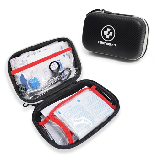 315 Piece Emergency Kit – Waterproof Hard Shell EVA First Aid Kit for Home, Car, Camping, Hiking, Travel, Office & Outdoor Emergencies(Black/White) - color: Black/White, size: M-315piece