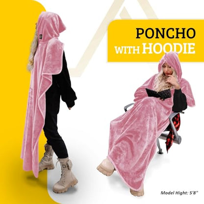 Travel Blanket Airplane Compact with Hoodie – 2in1 Airplane Travel Accessories from Plane Blanket to Travel Pillow with Luggage Strap, Soft Handle & Secure Pocket (Light Pink, 62x41'') - color: Light Pink, size: 62x41''
