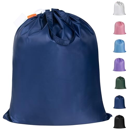 Polecasa Extra Heavy-Duty Laundry Bag 21x24”- Machine Washable Small Storage Bag with Reinforced Handles & Drawstring Closure & ID Tag for College Dorm Travel -Navy - color: Navy, size: 21" x 24" | 1 Pack