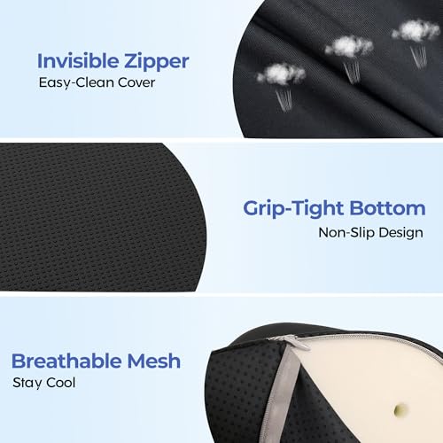 Seat Cushions for Office Chairs & Car, Ergonomic Memory Foam Seat Cushion with Breathable Holes for Tailbone Pain Relief, Sciatica