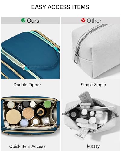 Hanke Travel Toiletry Bag, Lightweight Wide-open Makeup Bag, Dual-Layer Travel Bag for Toiletries Water-Resistant Cosmetic Bags Large Toiletry Bags for Women & Men, Travel Essentials, Navy Blue - color: Navy Blue