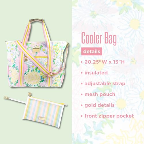 Lilly Pulitzer Beach and Picnic Cooler, Insulated Bag with Adjustable Shoulder Strap and Zipper, Soft Cooler - color: Lilly Garden Home