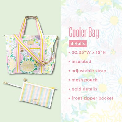 Lilly Pulitzer Beach and Picnic Cooler, Insulated Bag with Adjustable Shoulder Strap and Zipper, Soft Cooler - color: Lilly Garden Home