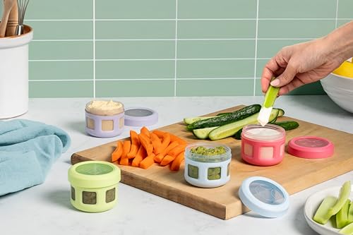 Ello Reusable Condiment Containers with Screw-on Leak Proof Lid | Perfect for Salad Dressing Sauce Dips Lunchbox Picnic Travel Bento Box | BPA-Free | Dishwasher Safe - color: Neon Dreams