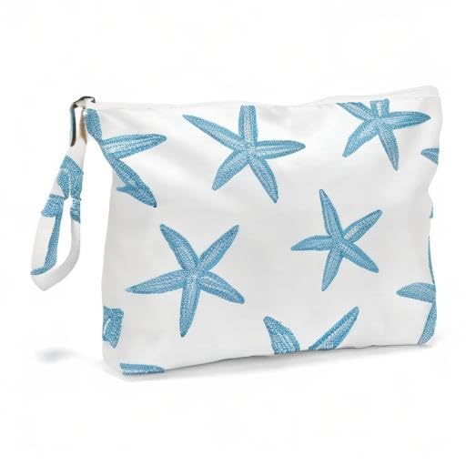 Fokongna Wet Bag, Travel Wet Dry Bag Water Proof Beach Bags for Swimsuit Beach Pool Diapers Dirty Yoga Gym Clothes Zipper Pouch, for Women Sister Friends Ocean Sea Shells Makeup Bag - color: Starfish 03