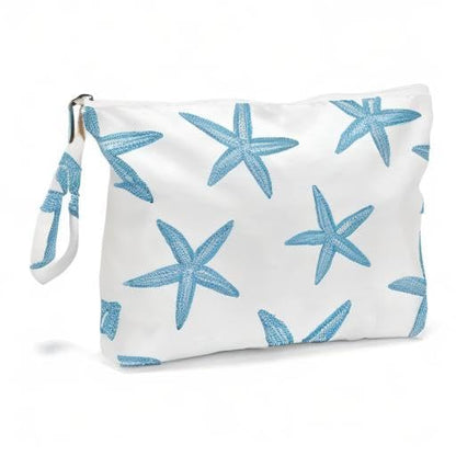 Fokongna Wet Bag, Travel Wet Dry Bag Water Proof Beach Bags for Swimsuit Beach Pool Diapers Dirty Yoga Gym Clothes Zipper Pouch, for Women Sister Friends Ocean Sea Shells Makeup Bag - color: Starfish 03