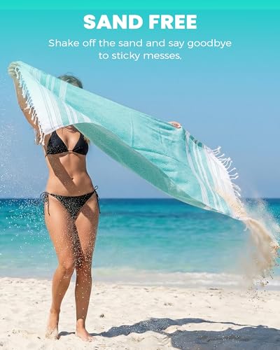 Antfuny Turkish Beach Towels Vacation Essentials Quick Dry Absorbent Adult Oversized Bath Pool Swim Long Towel Lightweight Thin Fast Drying Over The Lounge Chair Towel Sand Repellent Anti Green - color: Thicker Nile, size: 72 x 36 inch