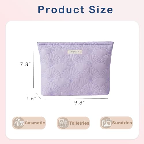RSRSLEII Quilted Cotton Coquette Makeup bag, Coastal Granddaughter Aesthetic Cosmetic Bag, Cute Seashell Portable Travel Toiletry Pouch (09 Purple) - color: 09 Purple